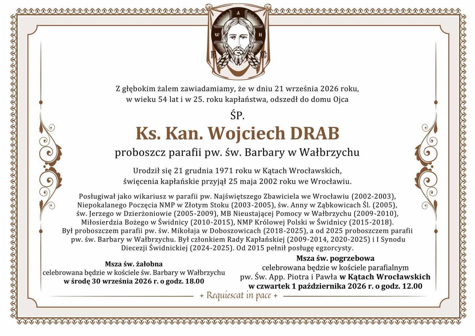 Ks. Wojciech Drab - diecezja świdnicka